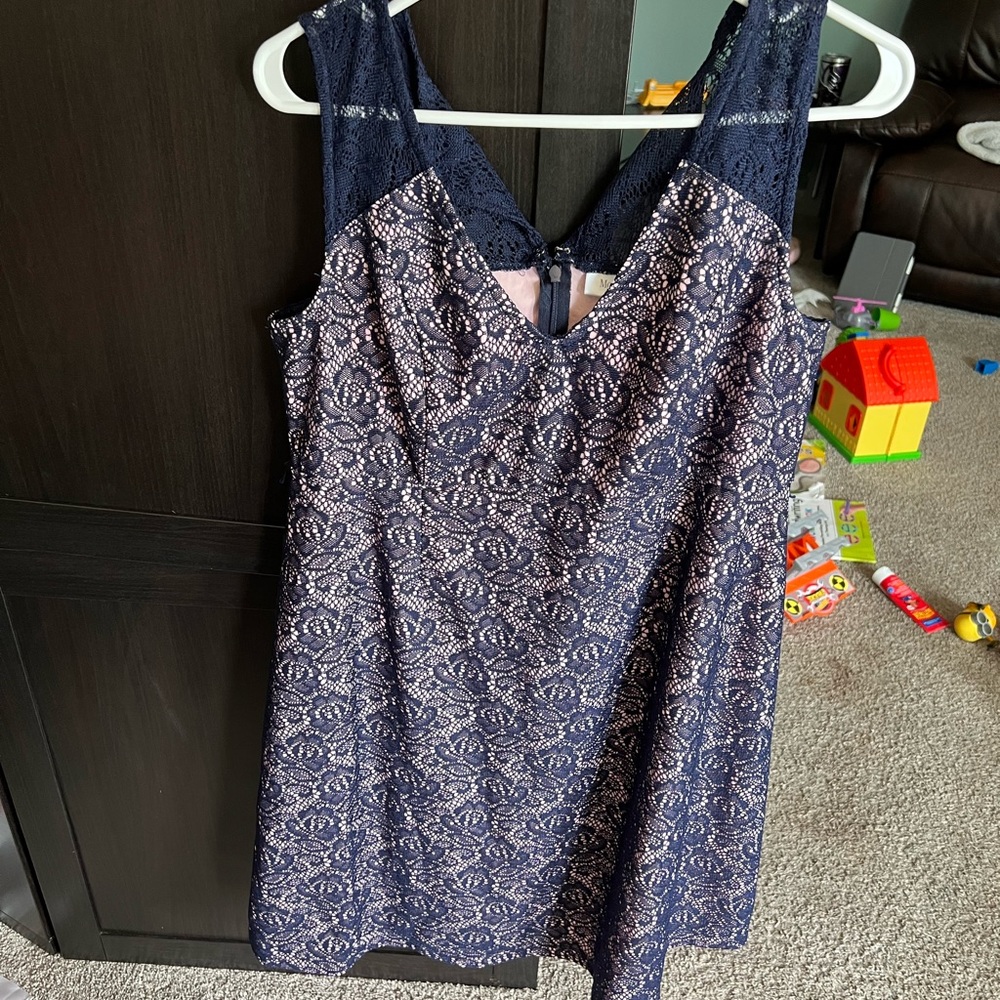 Womens Maternity Dress, Size L, Navy & Pink, Perfect for either gender!